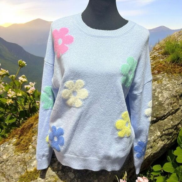 Adora Womens Pastel Floral Sweater‎ Size Small Oversized - Picture 1 of 7